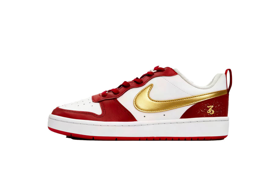 Nike Nike Court Borough Hay Gold Hook 2.0 Abrasion Resistant Slip Resistant Low top Skateboard Shoes Women's Red White Gold