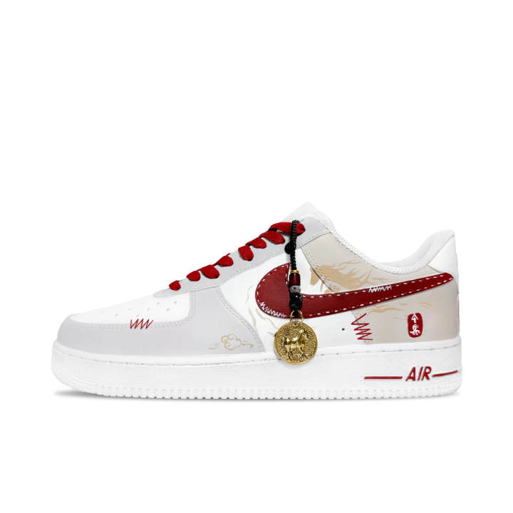 Nike Nike Air Force 1 Scarlet Horse Steps Into Spring Abrasion Resistant Slip Resistant Low top Skateboard Shoes Men's