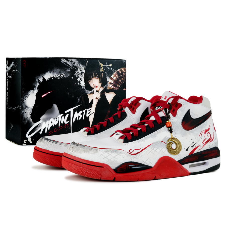 Nike Nike Flight Legacy Cushioning Slip Resistant Abrasion Resistant Mid top Vintage Basketball Shoes Unisex Red White