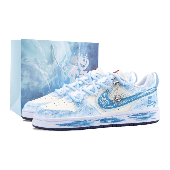 Nike Nike Court Borough Jade Sea Silver Mane Slip Resistant Cushioning Abrasion Resistant Kids' Skateboarding Shoes Ice Blue