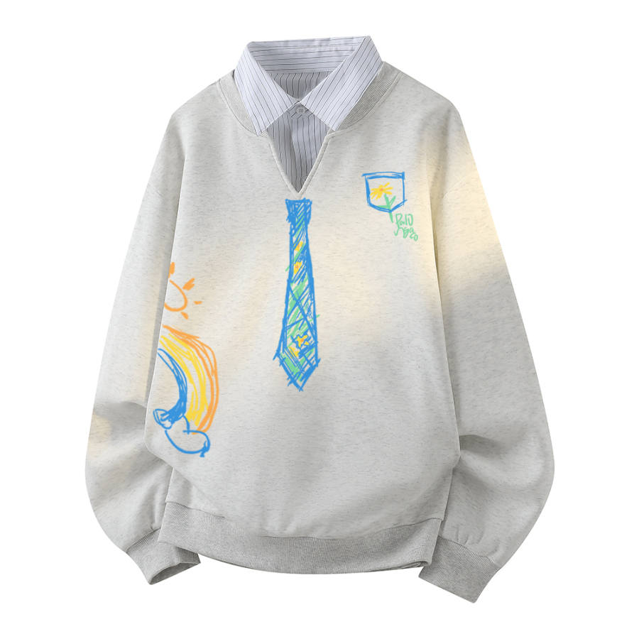 PAL ONGACO Sweatshirts Unisex Shirt Collar Moderate Mock Two Piece