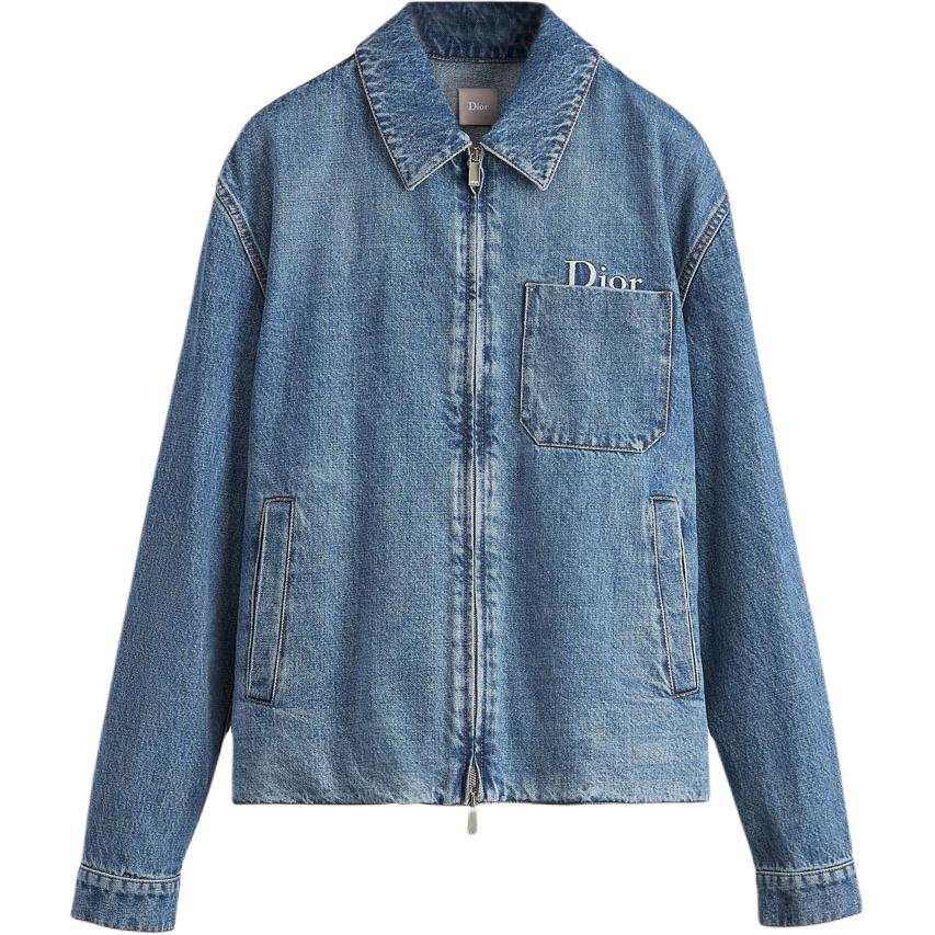 DIOR DIOR Denim Jackets Men's Blue Lapel Moderate