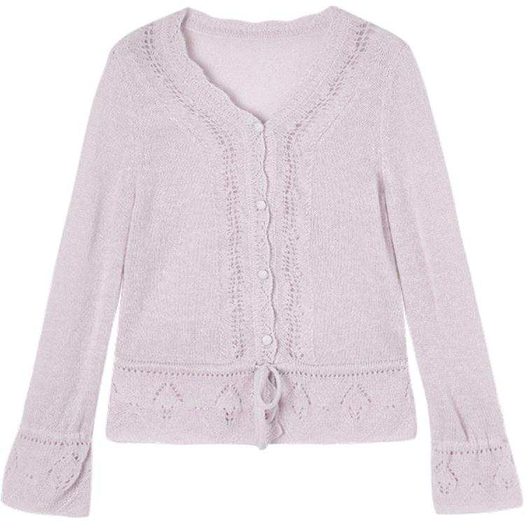 XIANGYING Knitwear Women's V Neck Moderate Cardigan