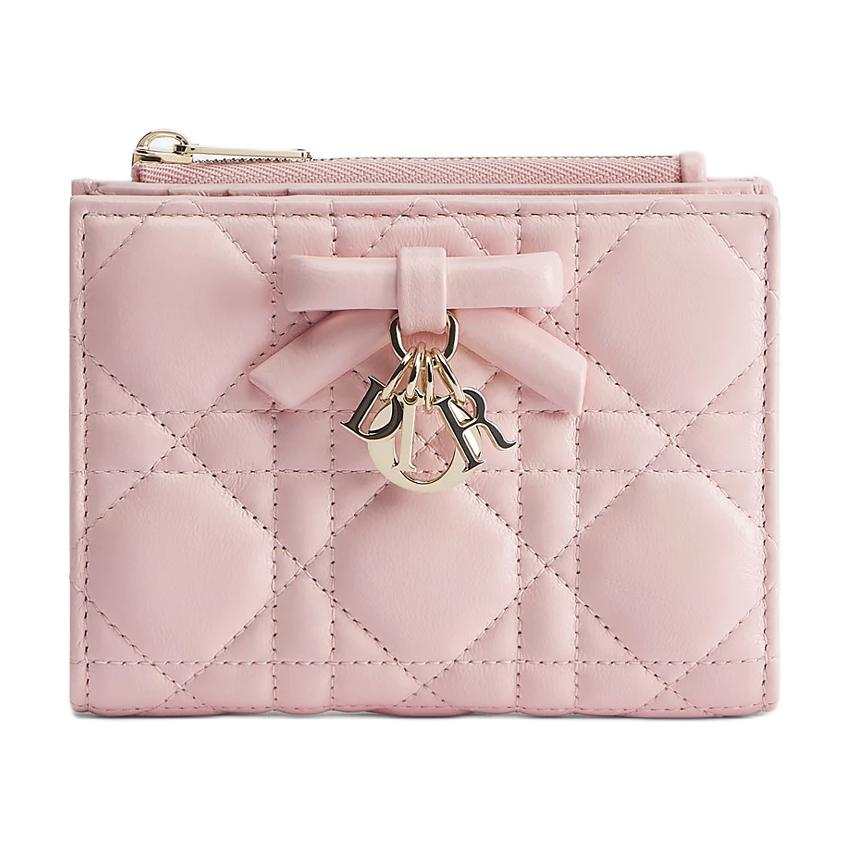 DIOR Lady DiorDahlia Sheepskin Wallet Women's Light Soft Pink