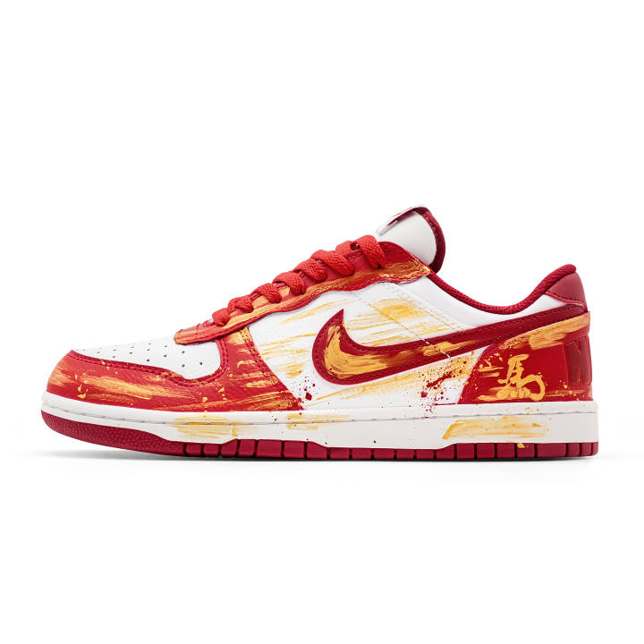 Nike Custom Nike Big Abrasion Resistant Breathable Low top Skateboard Shoes Men's Gold