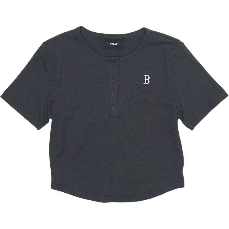 MLB T Shirts Women's Dark Charcoal Gray Henry Collar Moderate