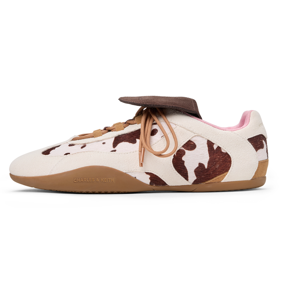 CHARLES&KEITH Small Ck Textile, Split Cow Leather Low top Casual Shoes Women's