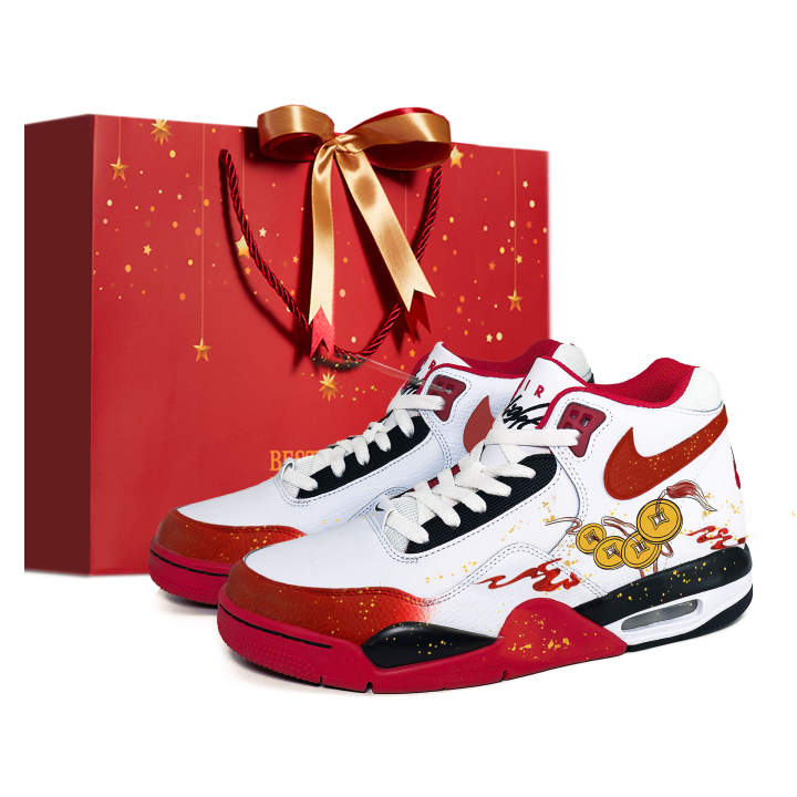 Nike Nike Flight Legacy Instant Wealth CNY Cushioning Slip Resistant Mid top Vintage Basketball Shoes Men's Red White
