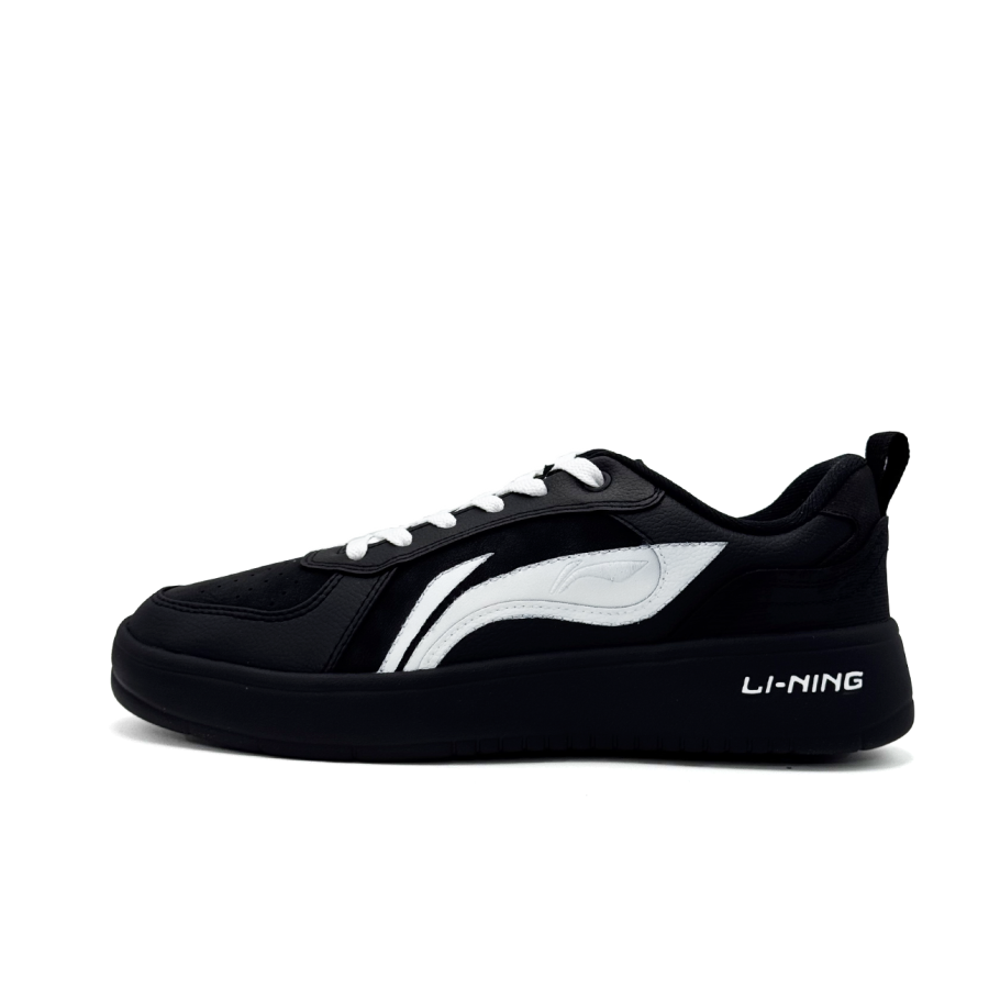 Li-Ning Li Ning Wheat Age Concise Version Synthetic Leather Black White Low top Skateboard Shoes Men's
