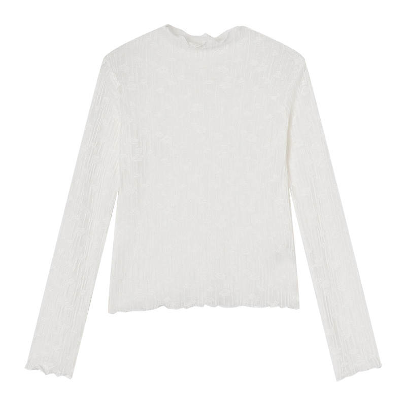 XIANGYING Shirts Women's Heron White Half Turtleneck Moderate Shirt