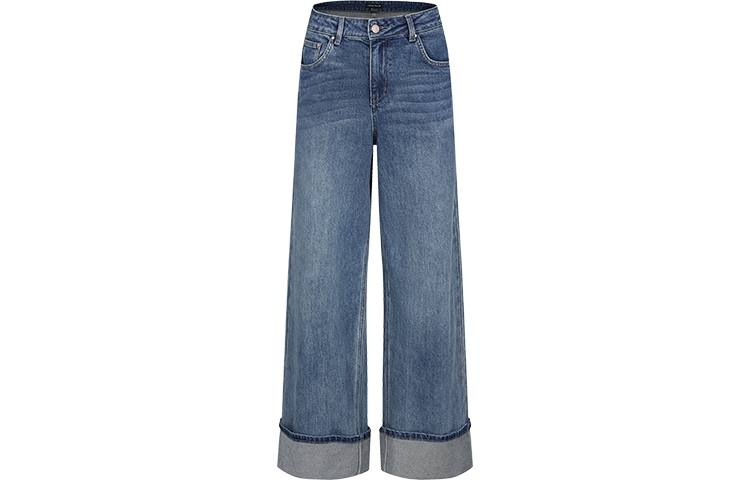 URBAN REVIVO Jeans Women's Blue Moderate Wide Leg Pants