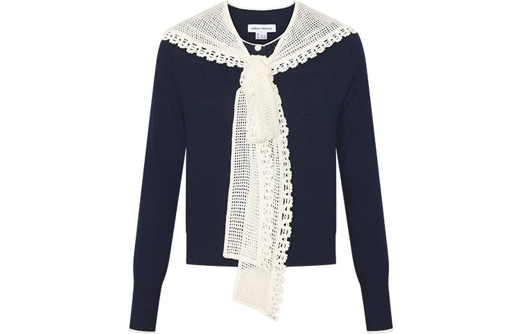 URBAN REVIVO Sweaters Women's Navy Blue Crew Neck Moderate Cape