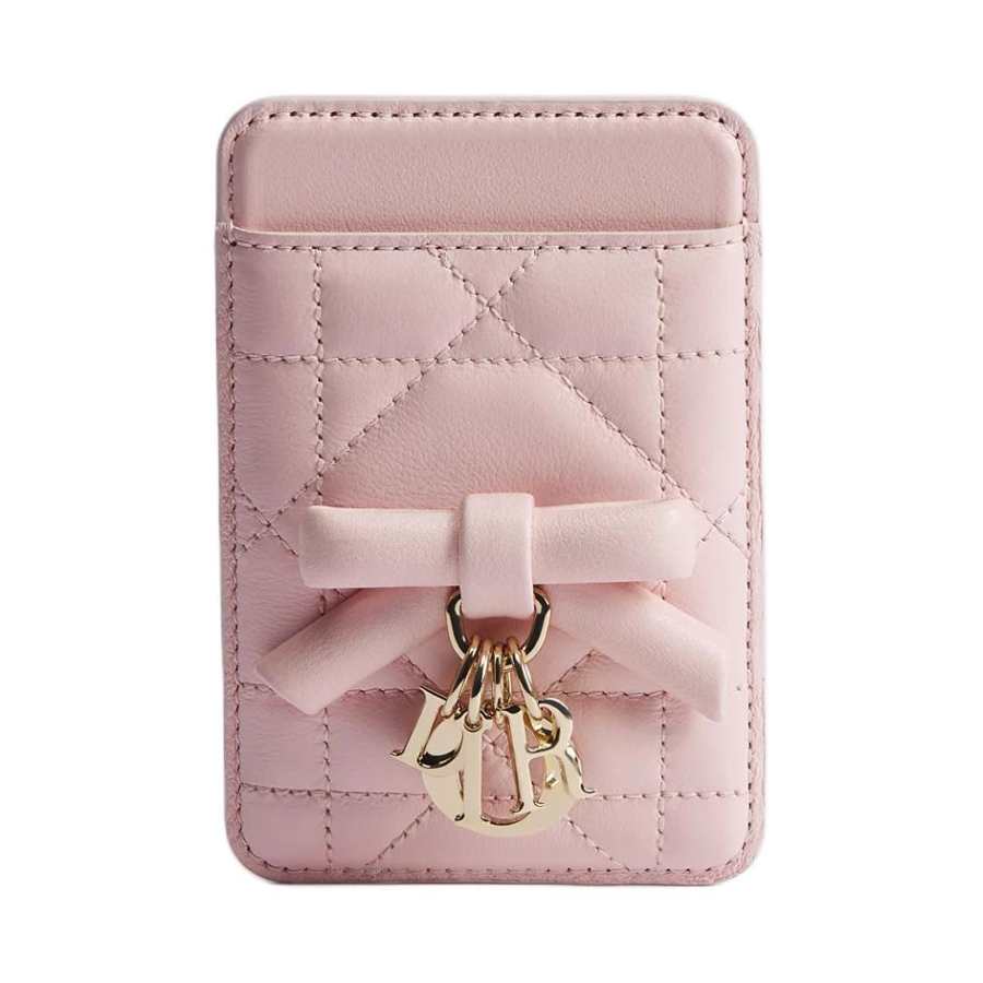 DIOR Lady Dior Sheepskin Card Holder Women's Light Soft Pink
