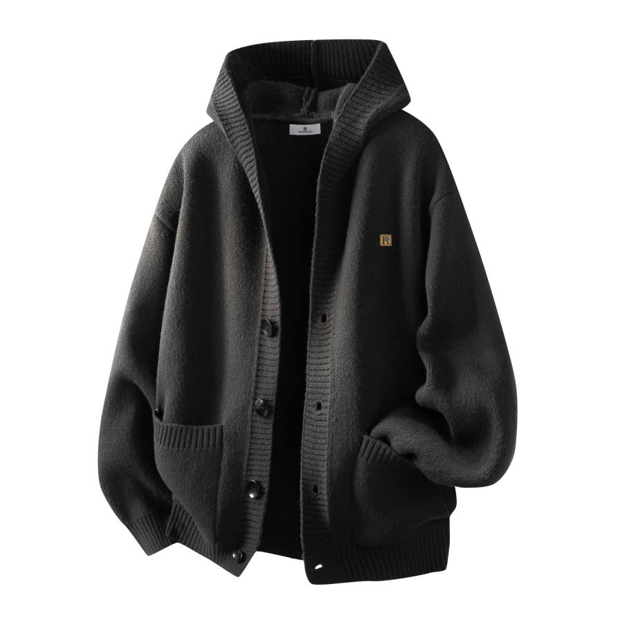 PAL ONGACO Sweaters Unisex Hooded Moderate Cardigan