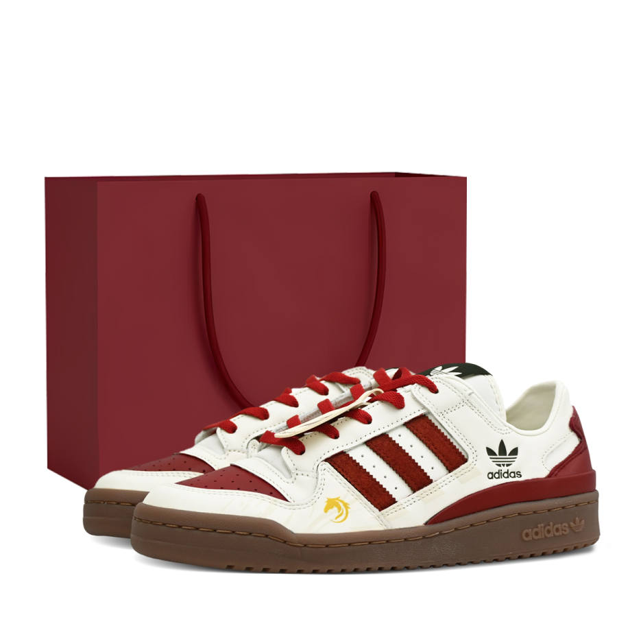 Adidas Originals FORUM Low top Skateboard Shoes Unisex Beige Red