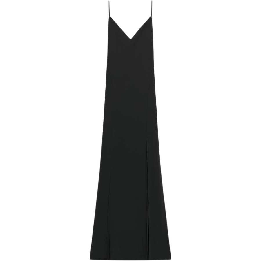 ZARA Slip Dresses Women's Black V Neck Moderate Long