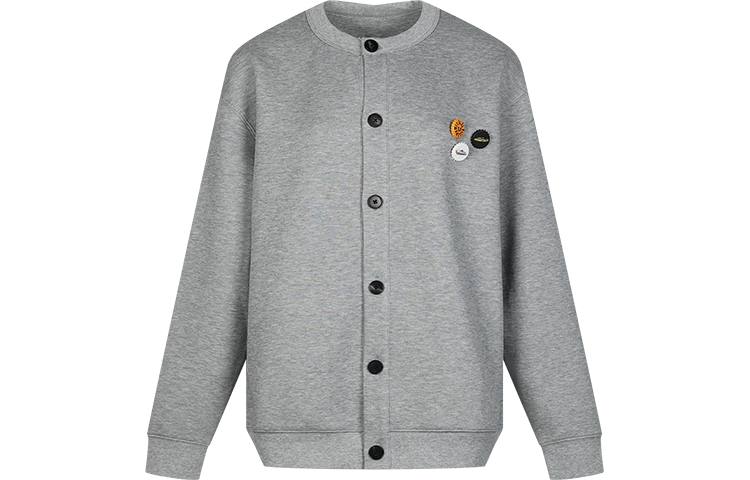 URBAN REVIVO Sweatshirts Men's Heather Gray Crew Neck Moderate Cardigan