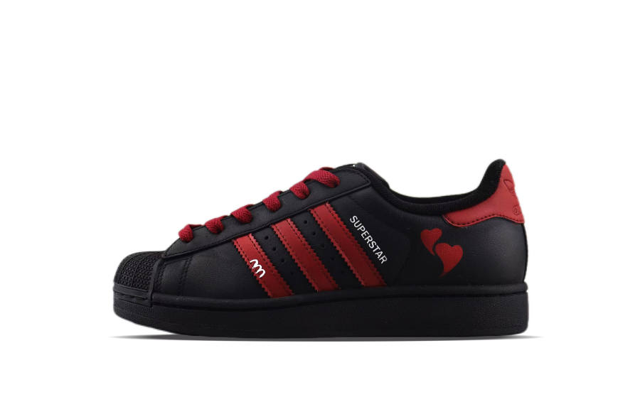 Adidas Originals Superstar 2 Slip Resistant Abrasion Resistant Low top Casual Shoes Unisex Black Red