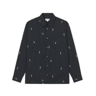 Lacoste pinstripe tennis-print shirt