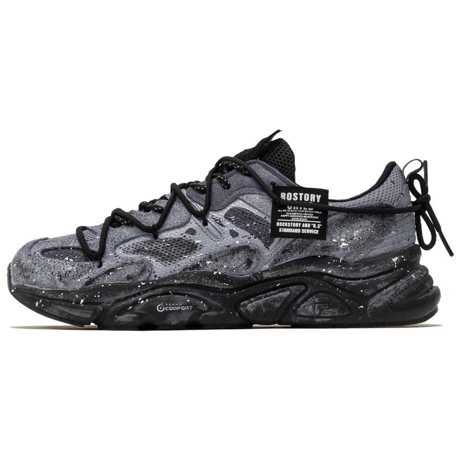 FILA Mars 2 Synthetic Leather, Textile Abrasion Resistant Slip Resistant Low top Casual Shoes Unisex Black Gray