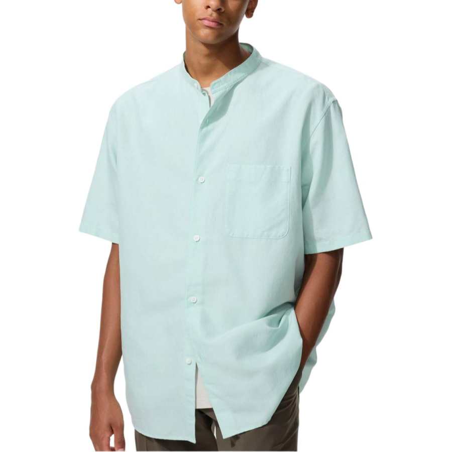 UNIQLO SS26 Shirts Unisex Light Green Stand Collar Moderate