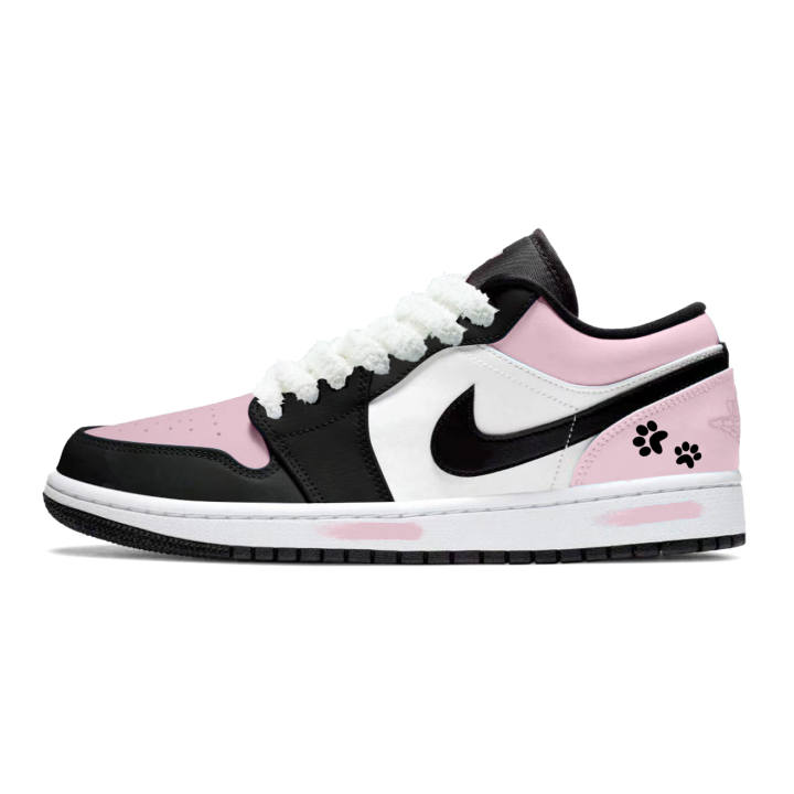 Jordan Jordan Air Jordan 1 Pink Cat Paw Slip Resistant Abrasion Resistant Slip Resistant Abrasion Resistant Low top