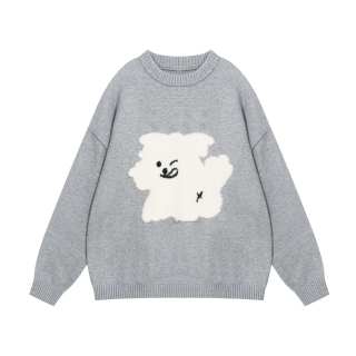 JUFU Knitwear Women's Gray Crew Neck Moderate Other