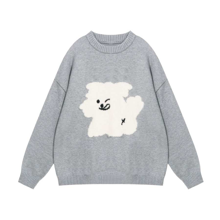 JUFU Knitwear Women's Gray Crew Neck Moderate Other