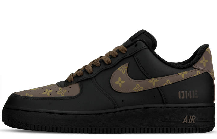 Nike Nike Air Force 1 Height Increasing Low top Skateboard Shoes Unisex Black Brown