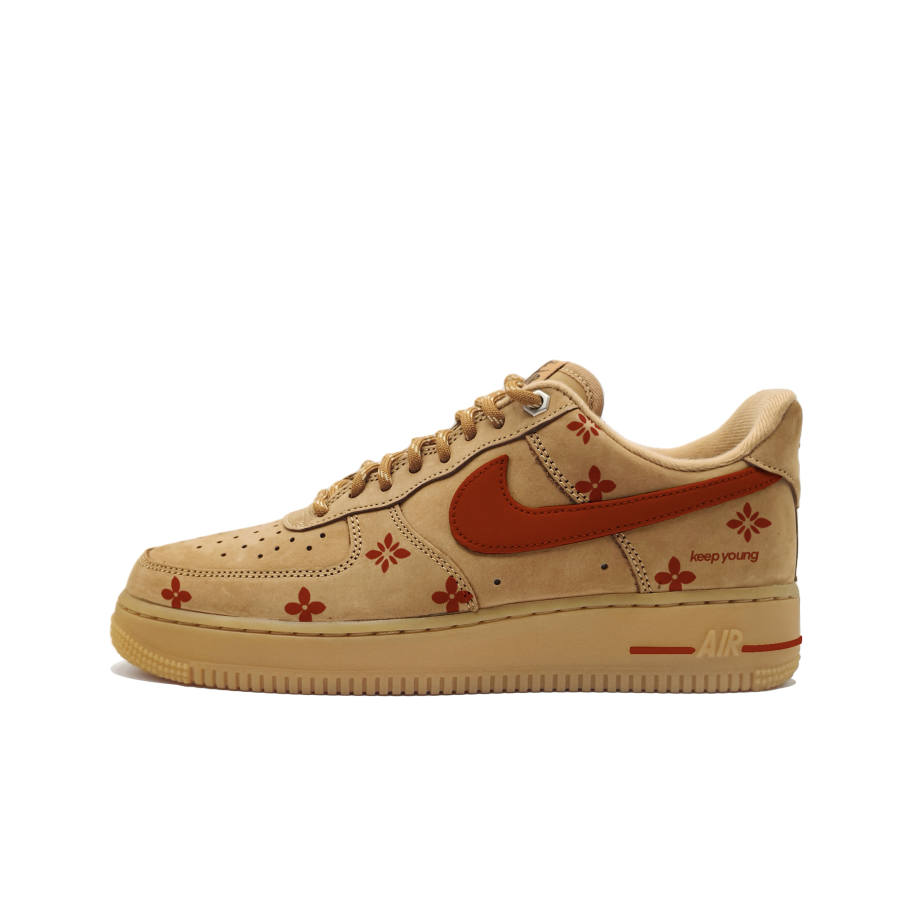Nike Nike Air Force 1 Orange Dot MVMOM CNY Collection Height Increasing Abrasion Resistant Low top Skateboard Shoes Unisex