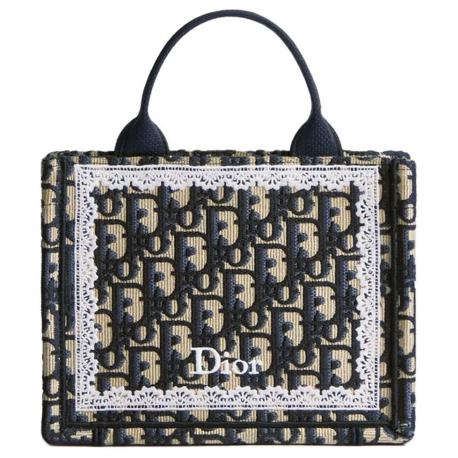 DIOR Cotton Tote Bag, Shopping Bag, Handbag Mini Women's Blue
