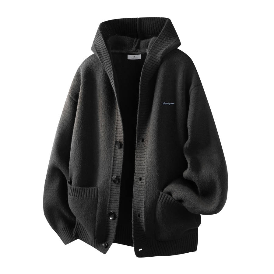 PAL ONGACO Sweaters Unisex Hooded Moderate Cardigan