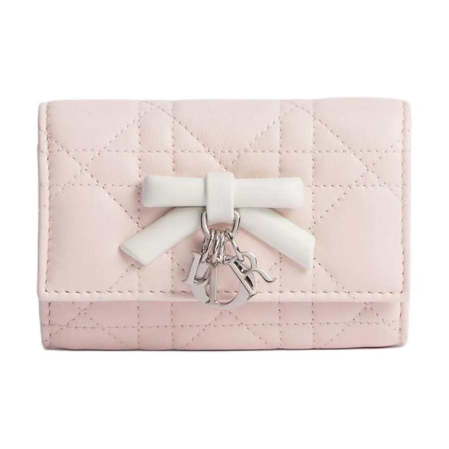 DIOR Lady Dior Sheepskin Wallet Women's Pink