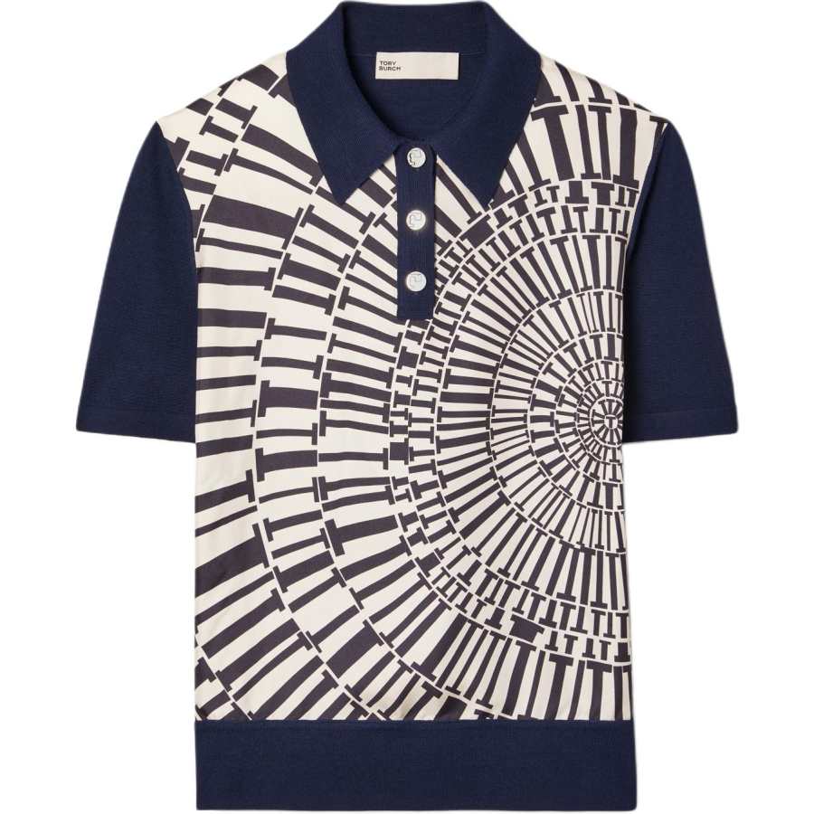 TORY BURCH Polo Shirts Women's Marine Blue Polo Collar Moderate