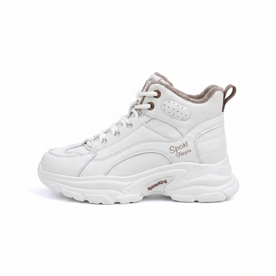 Spider King Cow Split Leather Slip Resistant High top Chunky Sneakers Women's
