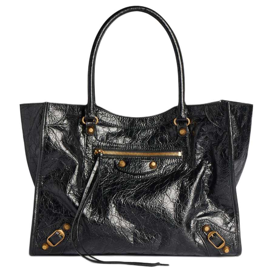 Balenciaga Le City Metal Accessories Sheepskin Tote Handbag Small Women's Black
