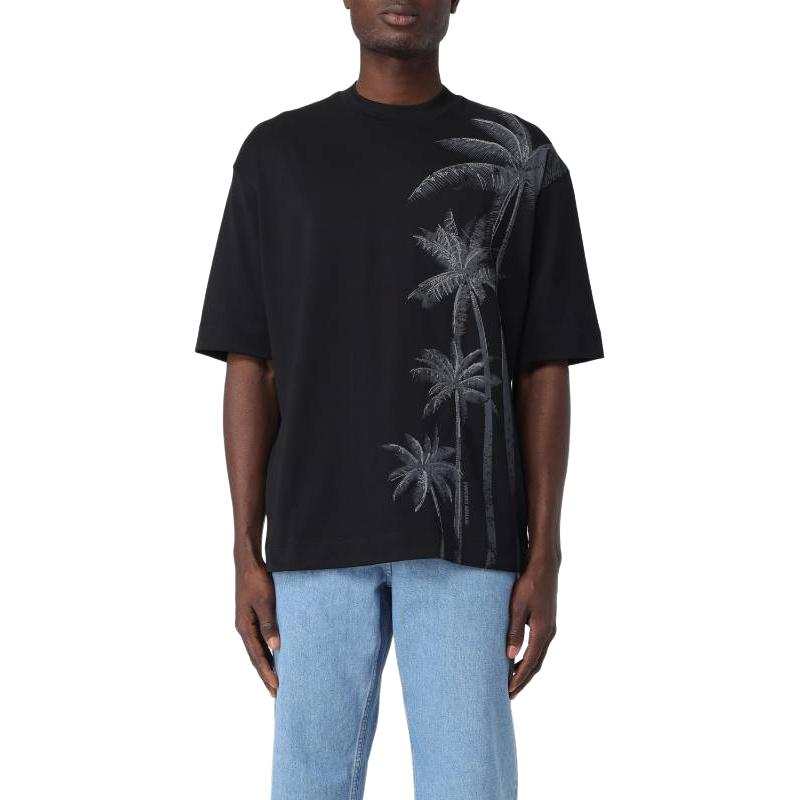 EMPORIO ARMANI Palm tree Print Cotton T shirt