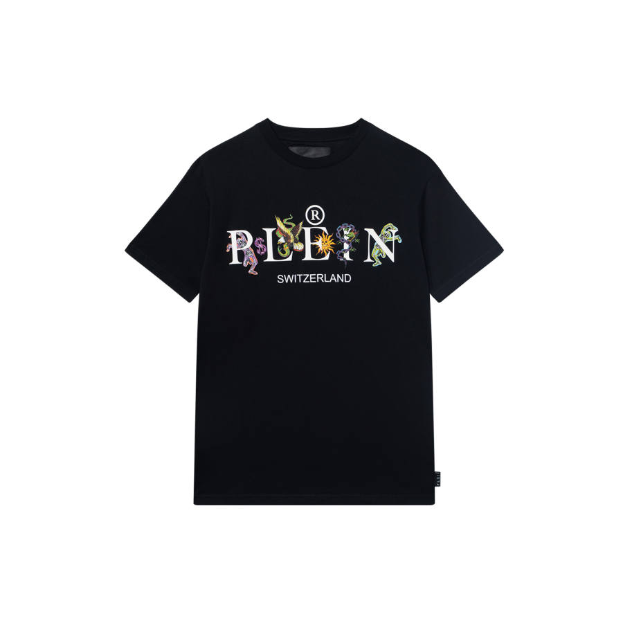 PHILIPP PLEIN T Shirts Men's Black Crew Neck Moderate Straight Fit
