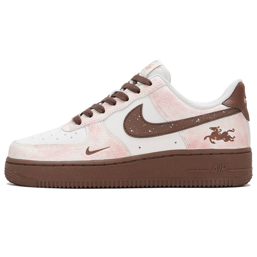 Nike Nike Air Force 1 Abrasion Resistant Abrasion Resistant Low top Skateboard Shoes Women's Pink Brown