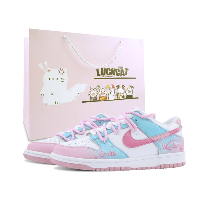 Nike Nike Dunk Peach Blue, Special Shopping Bag Low top Skateboard Shoes Unisex