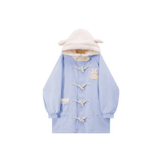 JUFU Puffer Jackets Women's Blue Hooded Moderate Other