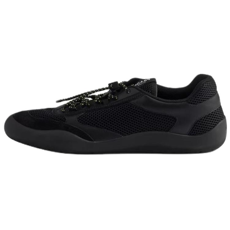 PRADA Speedrock Mesh, Leather Low top Casual Shoes 0.5cm Women's Black