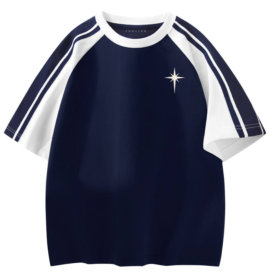 Tonlion T Shirts Unisex Crew Neck Moderate Straight Fit