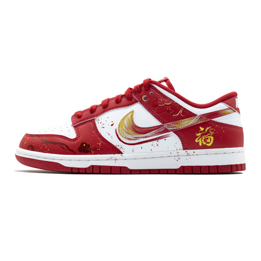 Nike Nike Dunk LOW RETRO Abrasion Resistant Slip Resistant Low top Skateboard Shoes Unisex Red White
