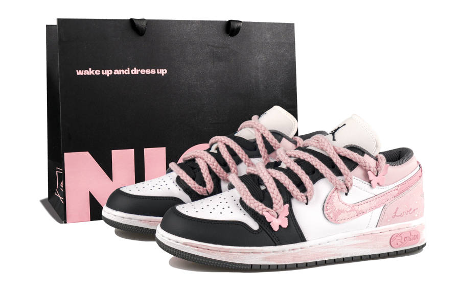 Jordan Jordan Air Jordan 1 Guiper Manufacturing, Butterfly Black Powder Slip Resistant Abrasion Resistant Low top