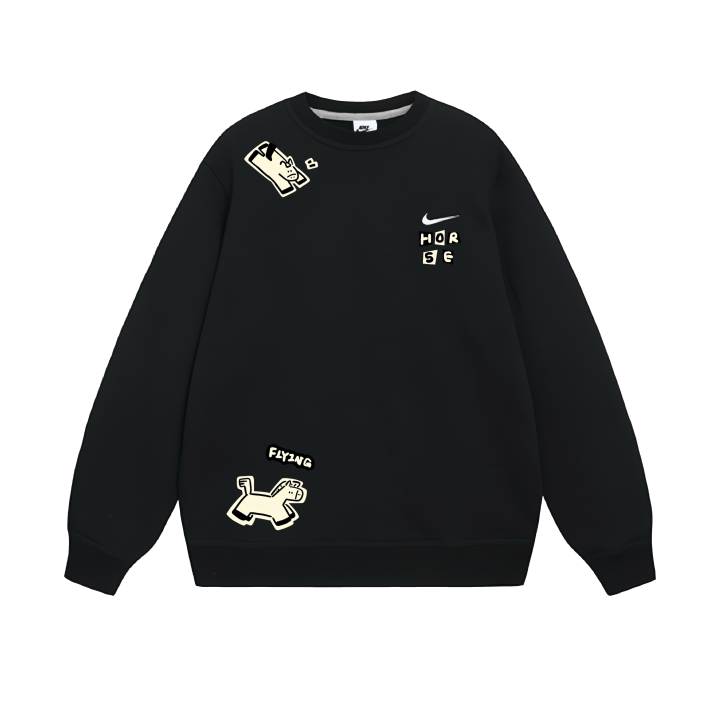 Nike Nike Club Sweatshirts Unisex Black Crew Neck Moderate Regular