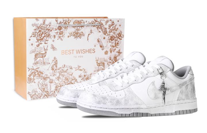 Nike Nike Big Mist White Saint Pendant, Special Shopping Bag, Niche Premium, Hand Drawn Abrasion Resistant Low top