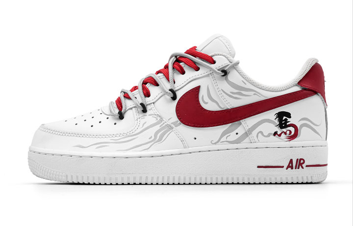 Nike Nike Air Force 1 Galloping With The Breeze Abrasion Resistant Low top Skateboard Shoes Unisex White Red