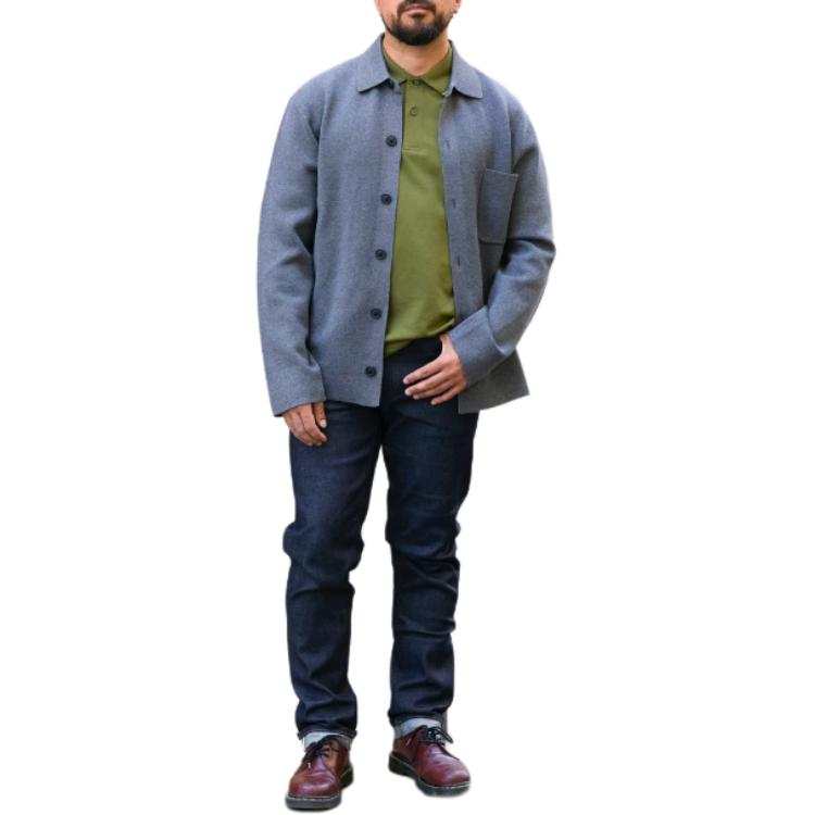 UNIQLO Knitwear Men's Gray Lapel Moderate Other