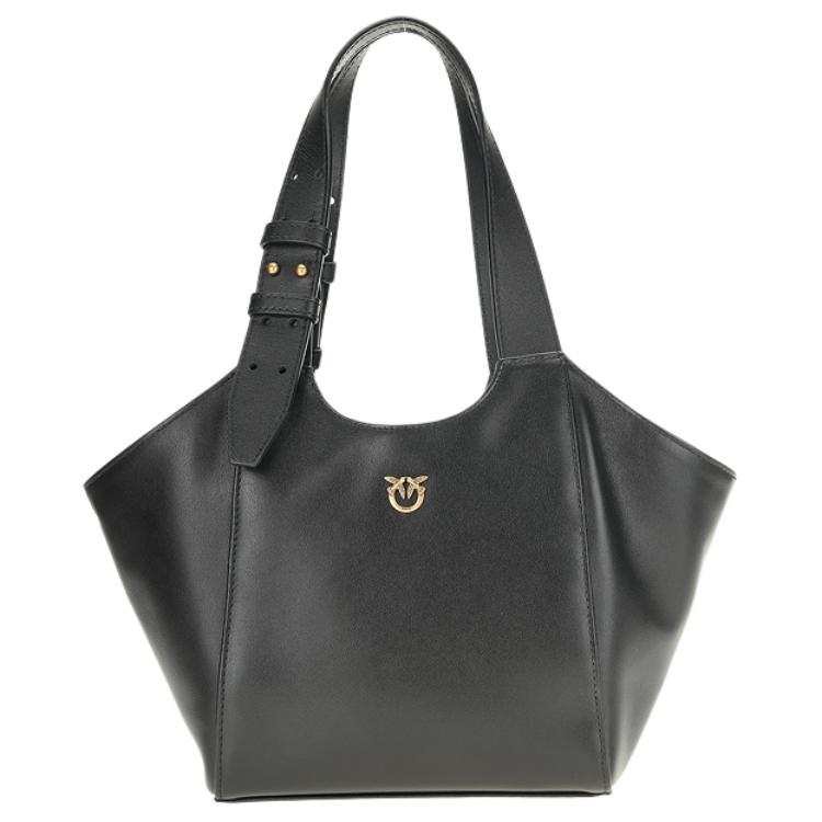 PINKO Cow Leather Tote Handbag Large Women's Black
